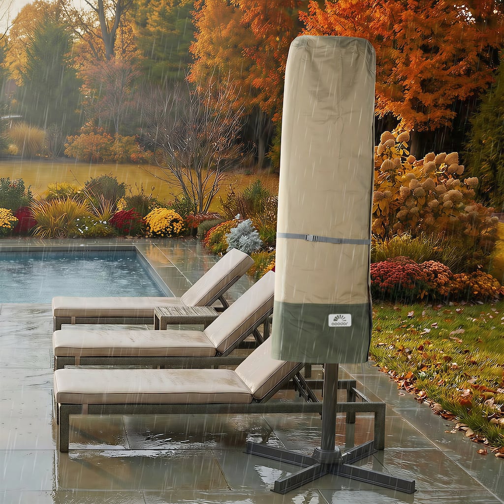 Aoodor Heavy Duty Patio Umbrella Cover for 8-11ft Double-Sided Umbrella