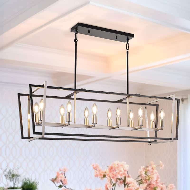 12 - Light Linear Candle Kitchen Island Pendant - Black&Silver