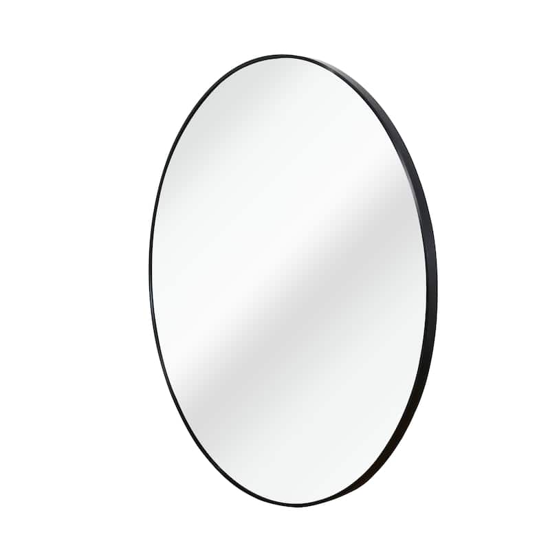 GDFStudio - Casa Luxury Modern Oversized Round Metal Bathroom Vanity Wall Mirror with Bold Visual Impact