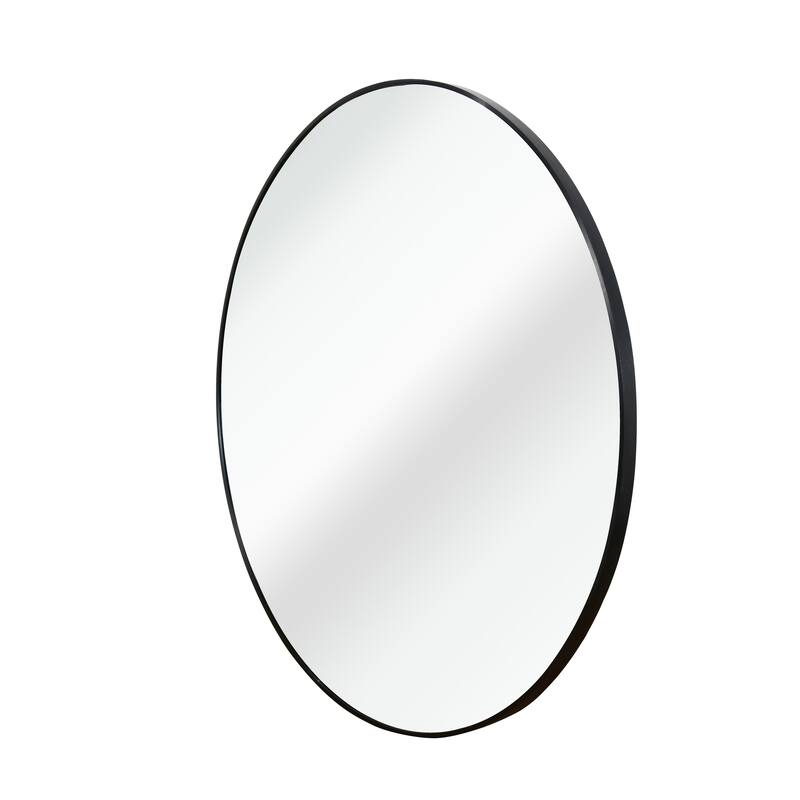 GDFStudio - Rivello Modern Ultra Slim Round Bathroom Vanity Decorative Mirror with Wide Viewing Angle & Metal Frame