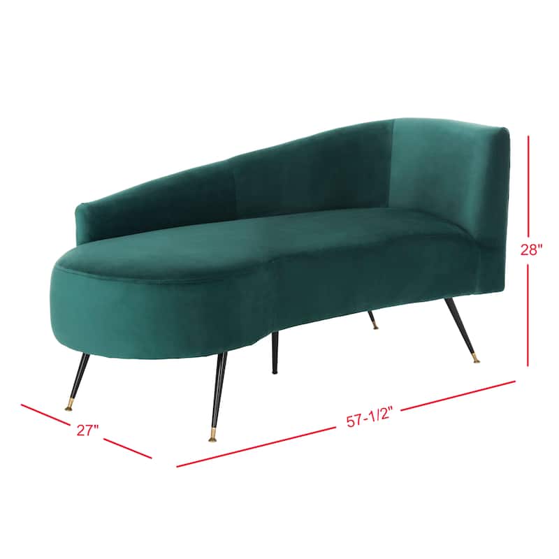 SAFAVIEH Helgrit Black/Gold Velvet Retro Glam Settee - 57.5" W x 27" D x 28" H - 58Wx27Dx28H