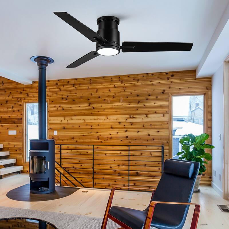 52" Black Lowe Profile Ceiling Fan with Light