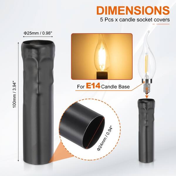 dimension image slide 16 of 39, Candle Covers Sleeves, Socket Sleeves for Candelabra Base Bulbs