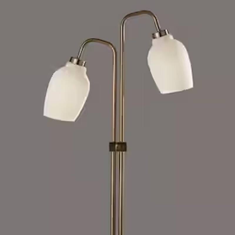 2-Light Antique Brass Floor Lamps - 21" x 61"