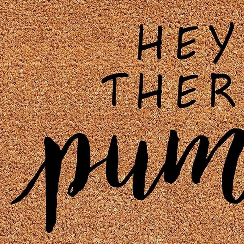 HomeRoots 17" X 29" Brown And Natural Fall Hey There Pumpkin Outdoor Coir Door Mat - 17.00' X '29.00