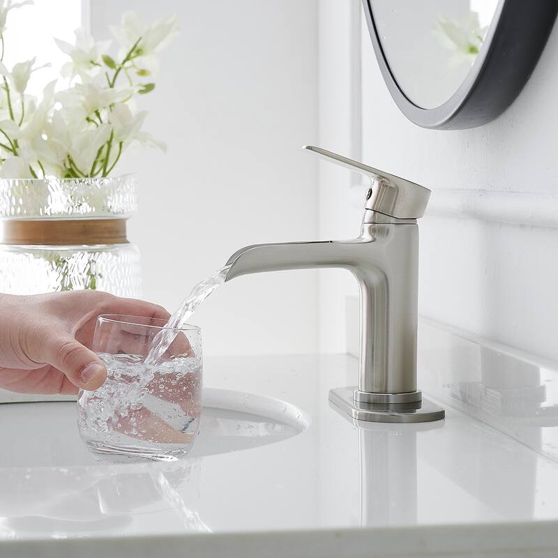 Single Handle Waterfall Spout Sink Faucet with Drain Assembly