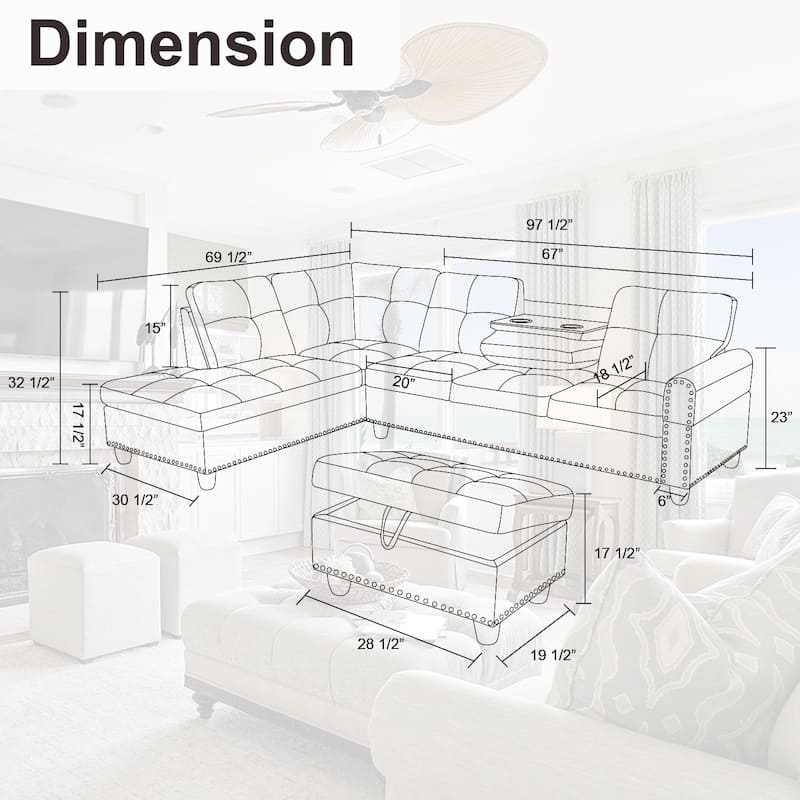 Black Faux Leather Synthetic Leather 3-Piece Sofa Set