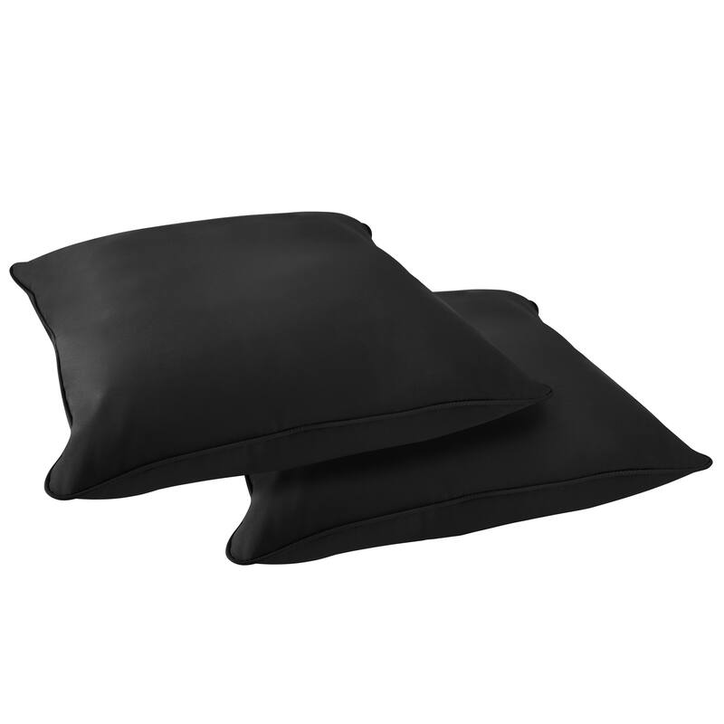 Sorra Home Sunbrella Outdoor Corded Floor Pillow Set of 2 - Canvas Black