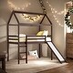 preview thumbnail 2 of 11, Twin Loft Bed with Slide, House Bed with Slide,Gray Imagination House Kids Bed