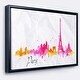 preview thumbnail 3 of 5, Designart "Paris Pink Silhouette" Cityscape Framed Canvas Print