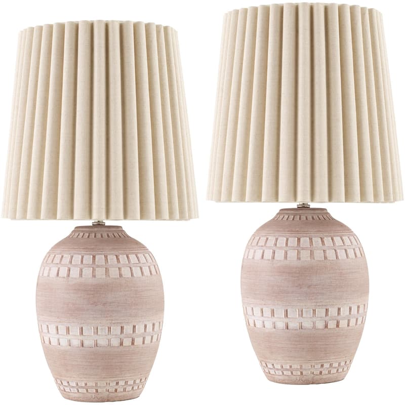 Livabliss Iroh Global Accent Table Lamp (Set of 2) - Blush/Wheat