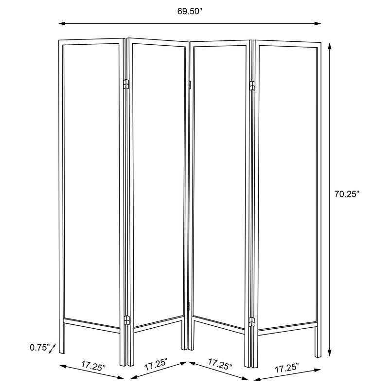 Haidera Black 4-panel Damask Pattern Folding Screen
