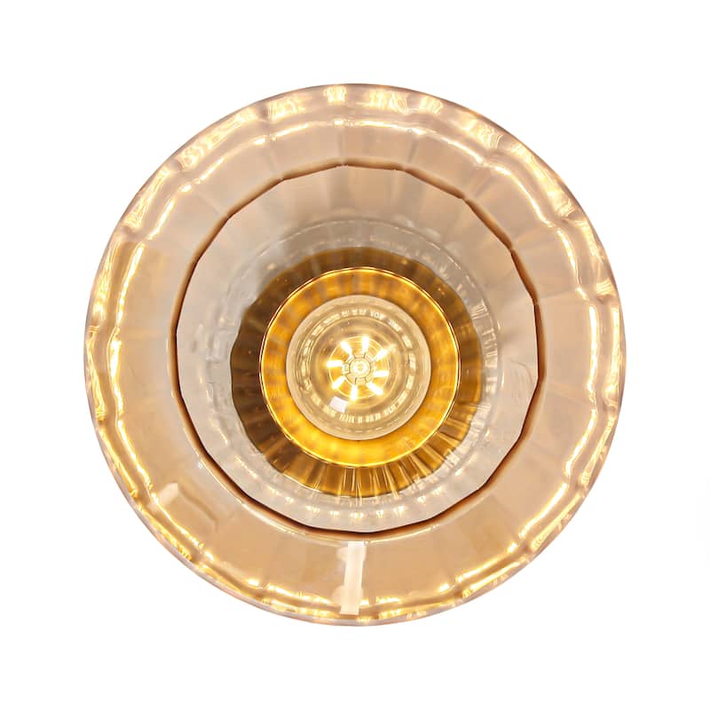 Vintage Amber Glass Semi Flush Mount Ceiling Light - D 8.7" x H 7"