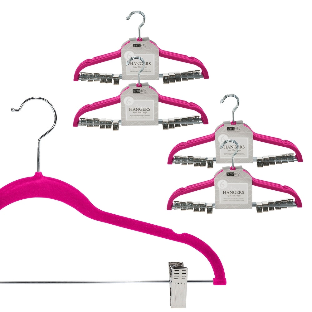 Simplify 10 Super Slim Velvet Huggable Hangers in Black