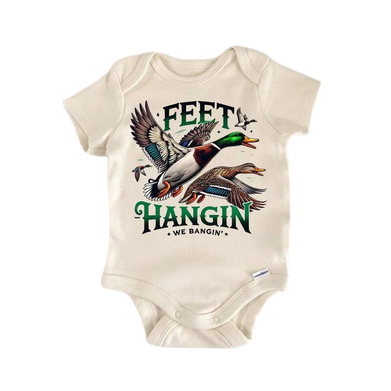 Feet Duck Hunting - Baby Boy Girl Clothes Infant Bodysuit Funny Cute Newborn - Natural - Newborn