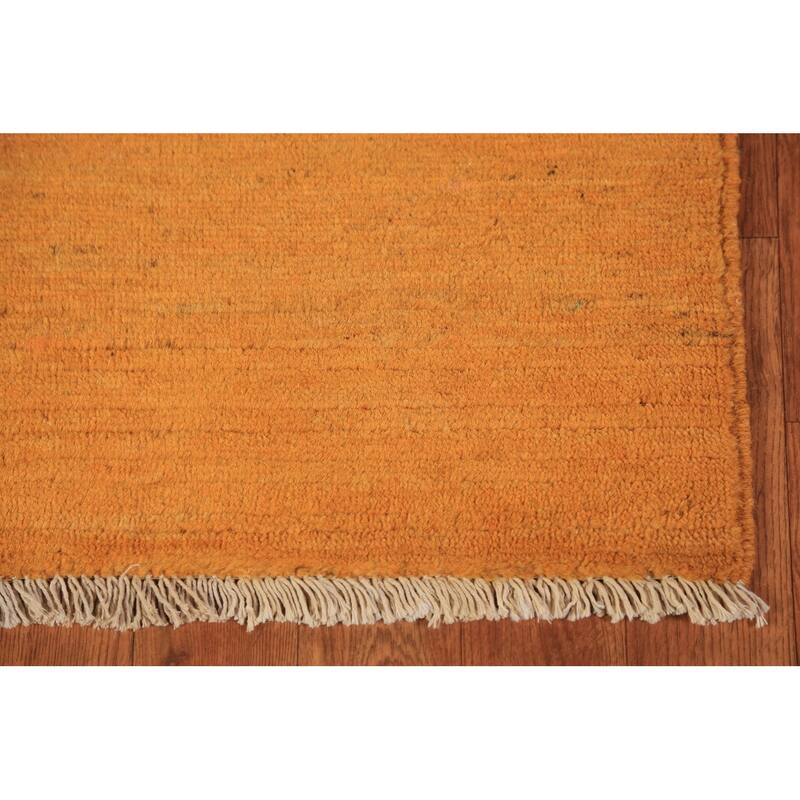 Gabbeh Modern Rug Hand-Knotted Striped Wool Carpet - 3'5" x 4'11"