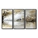 preview thumbnail 3 of 7, Designart - Gold Bosphorus Strait In Turkey - Turkey Wall Art Set of 3 - Large Traditional Framed Canvas Wall Art