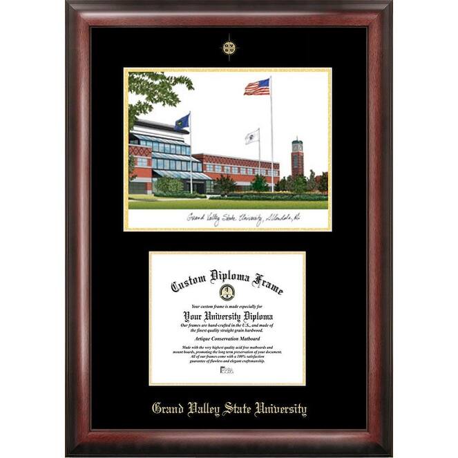 Grand Valley State University 9w x 7h Gold Embossed Diploma Frame with Campus Images Lithograph