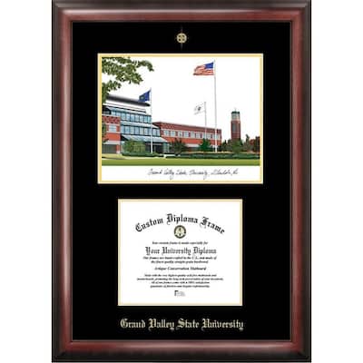 Grand Valley State University 9w x 7h Gold Embossed Diploma Frame with Campus Images Lithograph