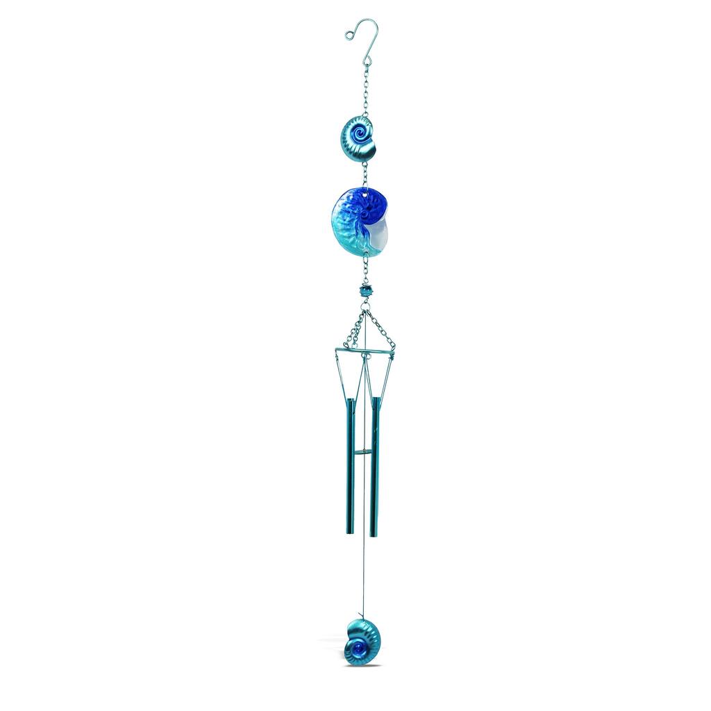 CoTa Global Blue Sea Shell Hanging Sea Glass Wind Chime - 31.89 Inch
