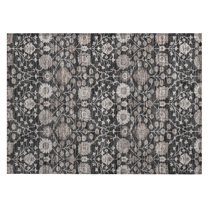 Machine Washable Indoor/ Outdoor Traditional Casual Chantille Rug