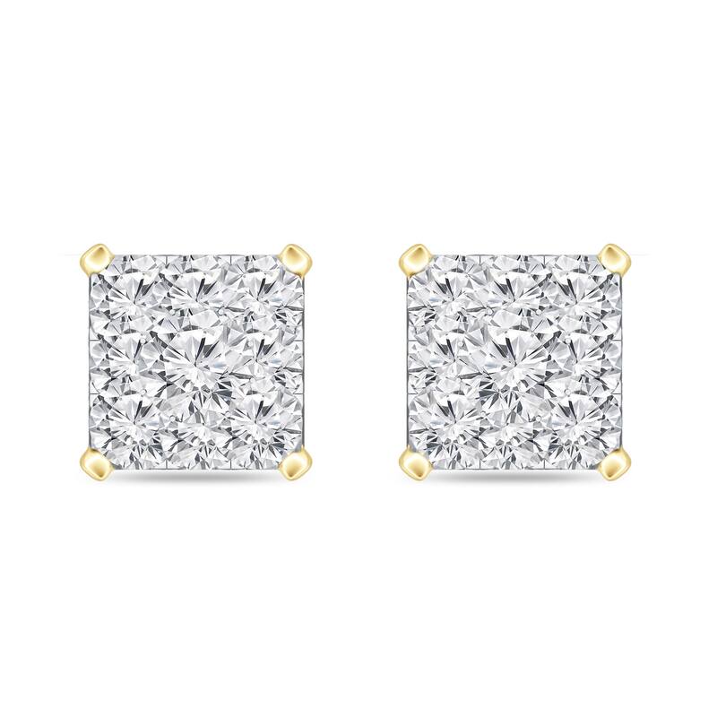 Auriya 14k Gold 1 1/2ctw Square Pave Diamond Stud Earrings (H-I, I1-I2)