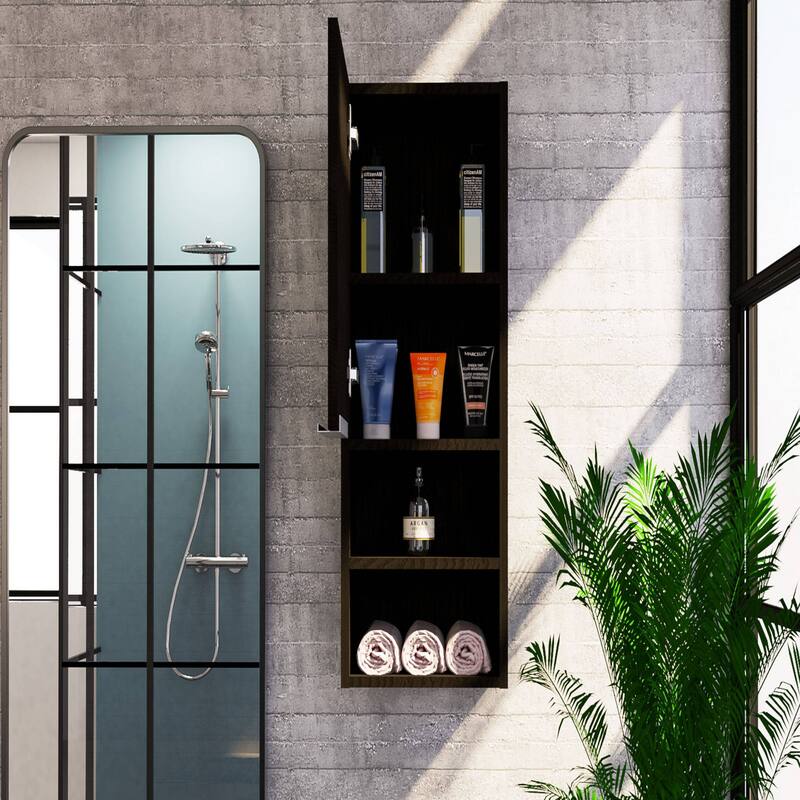 Medicine Cabinet with Single Door, Two Interior Shelves, and Two External Shelves