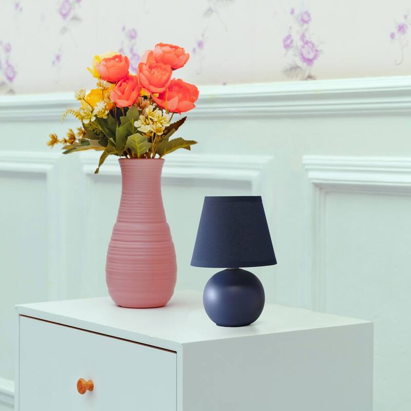 Petite Ceramic Orb Table Lamp with Tapered Drum Shade - 8.5" - Blue