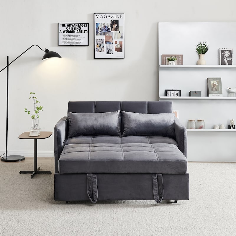 55.5"Twins Pull Out Velvet Sofa Bed