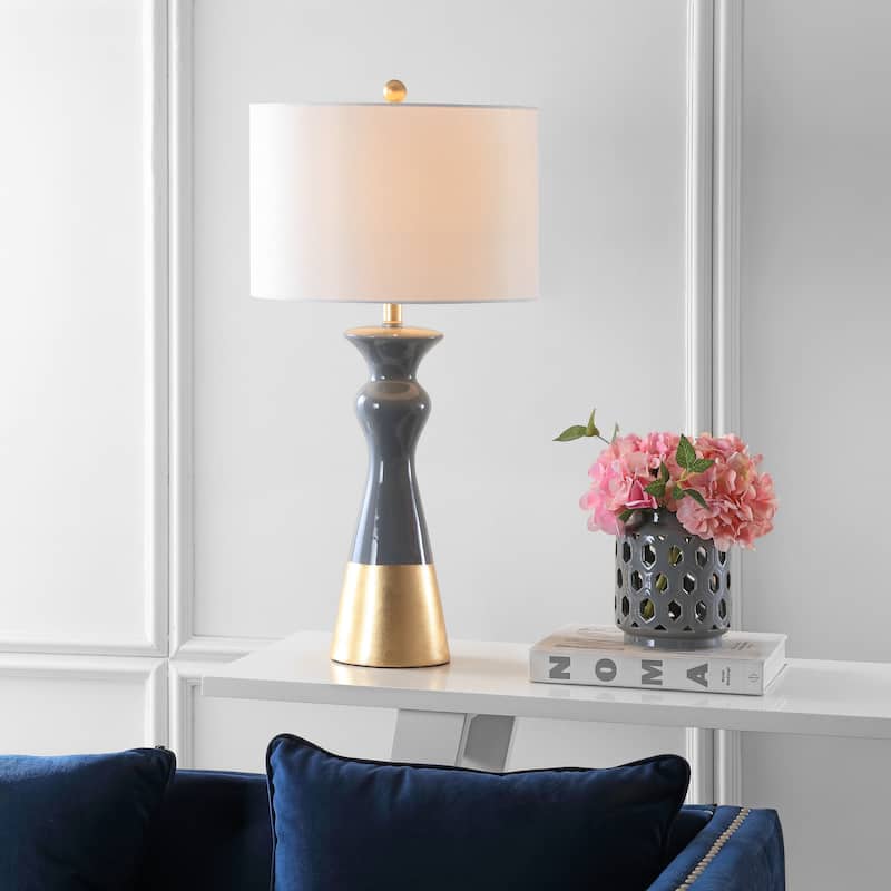 SAFAVIEH Lighting Shameena 31-inch Grey/ Gold Table Lamp (Set of 2) - 15"x15"x30.5" - 15Wx15Dx31H