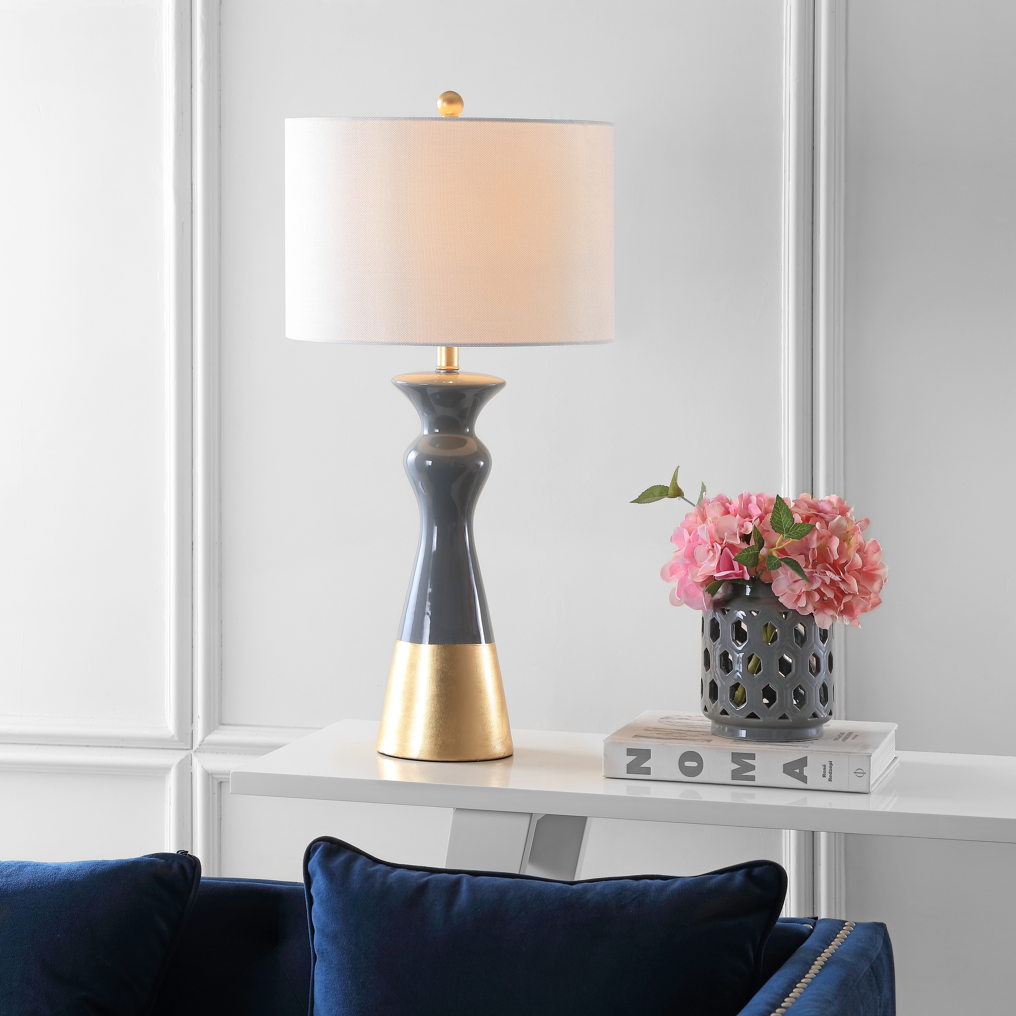SAFAVIEH Lighting Shameena 31-inch Grey/ Gold Table Lamp (Set of 2) - 15"x15"x30.5" - 15Wx15Dx31H