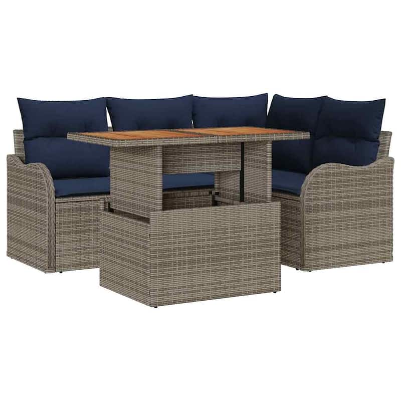 vidaXL 5 Piece Garden Sofa Set with Cushions - 70×48.2×27.2