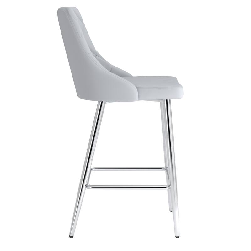 Contemporary Faux Leather and Metal 26" Counter Stool, Set of 4