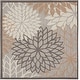 preview thumbnail 44 of 112, Nourison Aloha Floral Modern, Indoor/Outdoor Area Rug 5' x Square - Natural