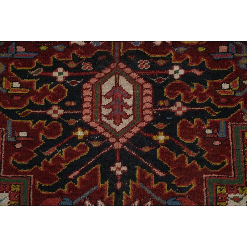 Hand Knotted Oriental 100% Wool Carpet Traditional Medallion Red Heriz Area Rug - 11' 8'' X 8' 6''