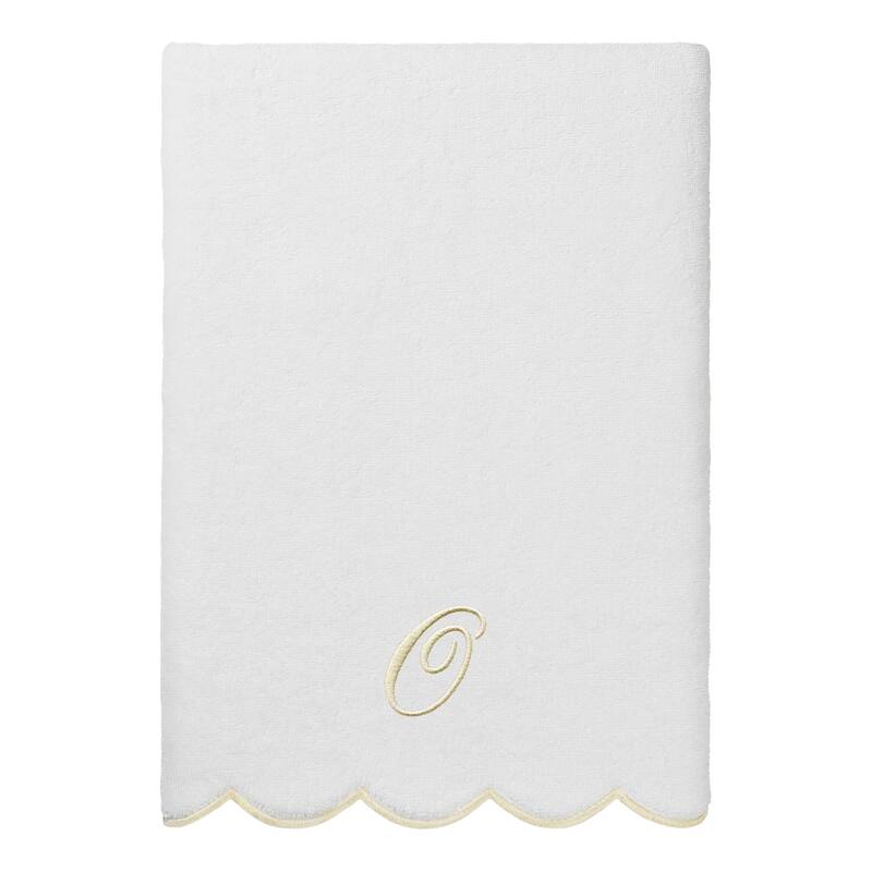 Authentic Hotel and Spa 100% Turkish Cotton Beige ADORNIA Scallop Personalized 3 Piece Towel Set - 3 Piece Set
