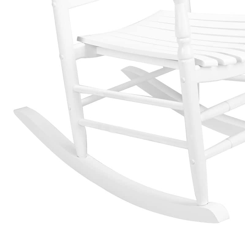 Outdoor Wood Rocking Chair 450 lbs High Back Solid Wood Relaxing Rocker