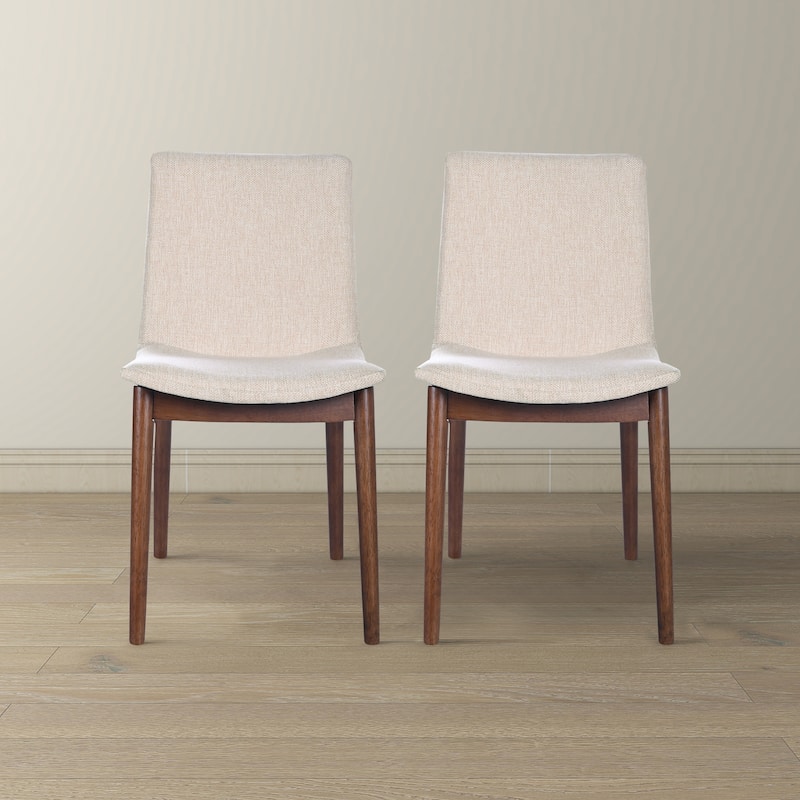 GDFStudio - Ravel Modern Upholstered Dining Chair with Solid Wood Frame & Padded Seat, Set of 2 - 23.2" - Beige,Brown