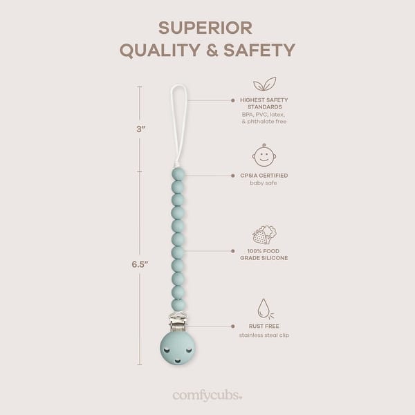 dimension image slide 1 of 8, Pacifier Clip for Boys and Girls by Comfy Cubs