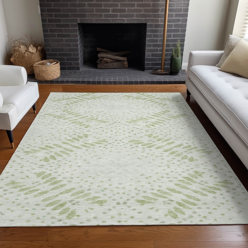 Premium Washable Super Soft Modern Brinley Mayfield Rug - Aloe - 9' x 12' - Rectangle