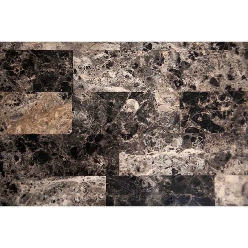 Modern Faux Marble top Table 4x Side Chairs Faux Leather Upholstered 5pc Dining Set