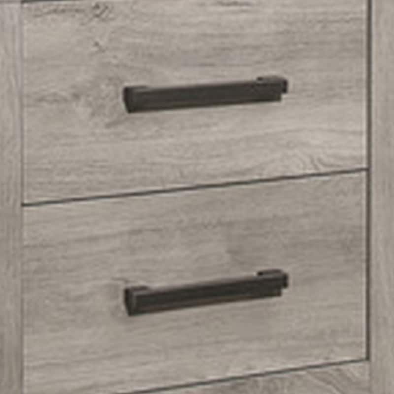 Deena 25 Inch Classic 2 Drawer Nightstand, Metal Handles, Wood Grain Gray