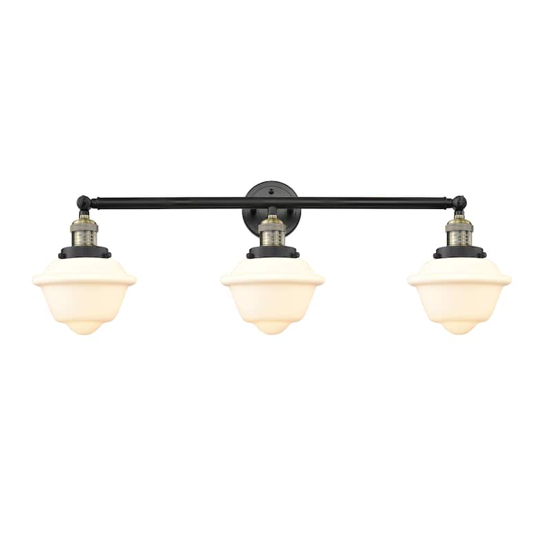 Innovations Lighting Oxford - 3 Light 34" Bath Vanity Light - Black Antique Brass/Matte White