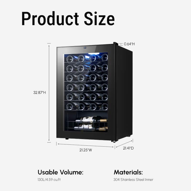 Yeego 46 Bottle Wine/Beverage Fridge, Freestanding, Digital Temperature Control