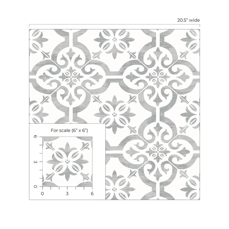 Seabrook Designs Encaustic Faux Tile Non-Woven Unpasted Wallpaper - 20.9 in. W x 33 ft. L