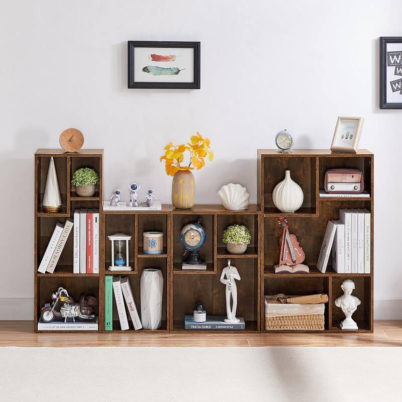 VECELO Wide Wood Organizer Bookcase Sets