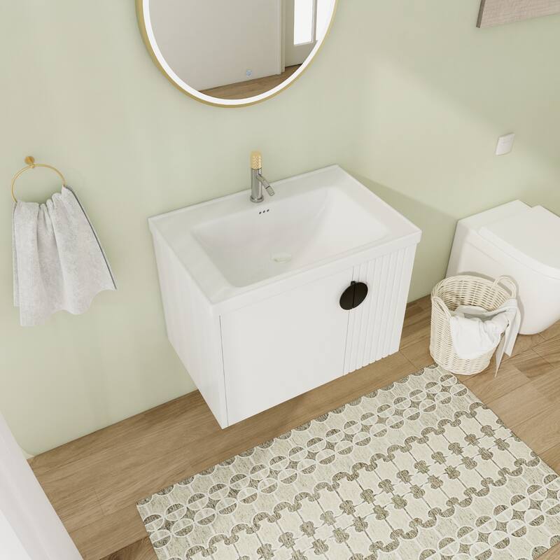 28" Floating Bathroom Vanity with Sink,Wall Mounted Bathroom Vanity with Soft Close Door