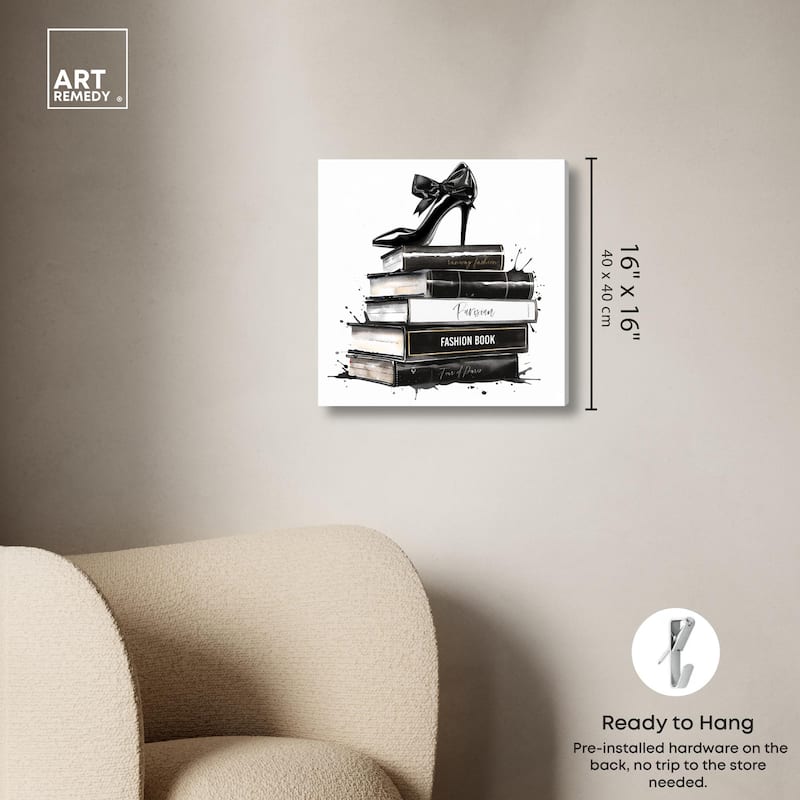 Classic Book Stack Canvas by Art Remedy, Gallery Wrapped