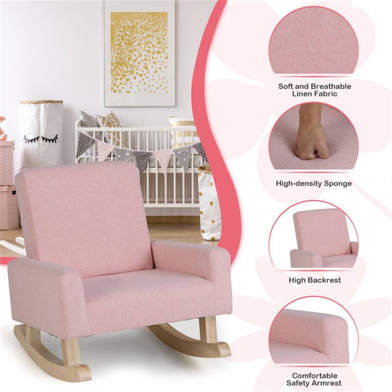 Kids Rocking Chair with Solid Wood Legs - Overstock - 37478486