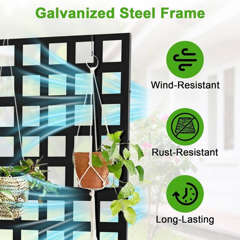 Galvanized Raised Garden Bed with Trellis, Privacy Screen Planter Box for Patio Balcony